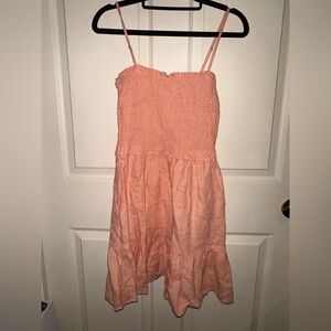 Wilfred orange smocked tiered sleeveless linen Dress S summer vacation beach